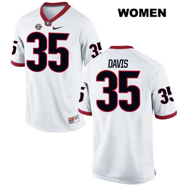 Georgia Bulldogs Women's Aaron Davis #35 NCAA Authentic White Nike Stitched College Football Jersey ASJ3556RU
